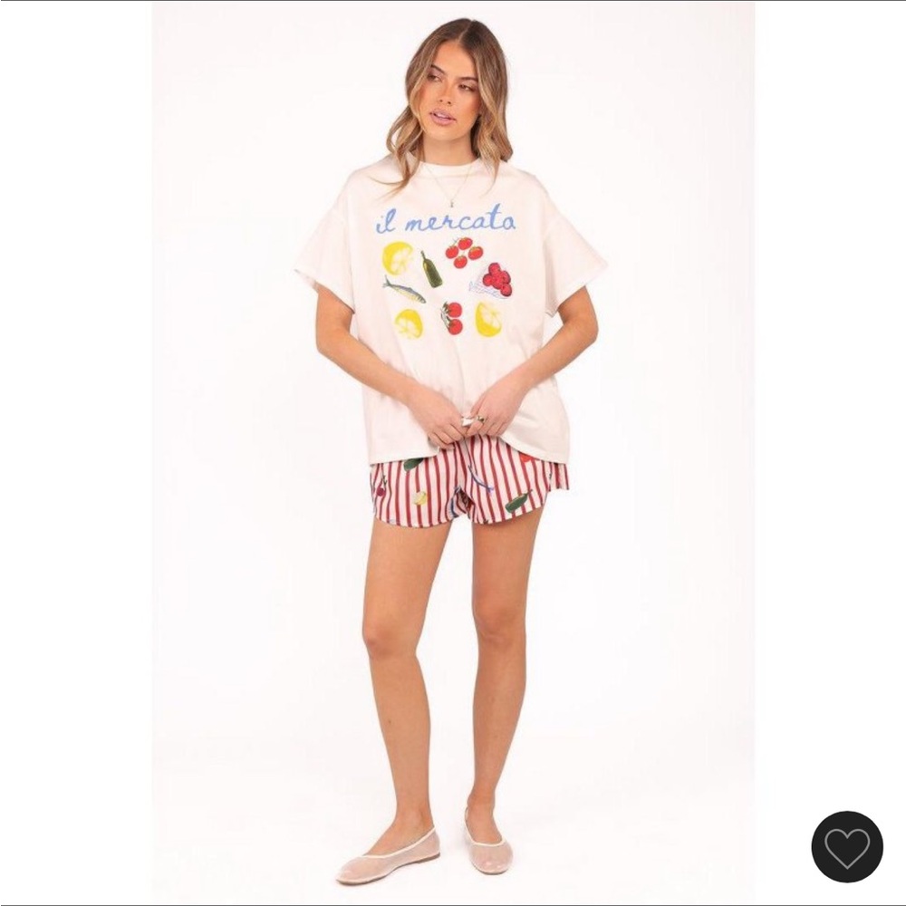 Petal and Pup Krystal Short Set 'Il Mercato' Fruit Tee and Striped Shorts Set